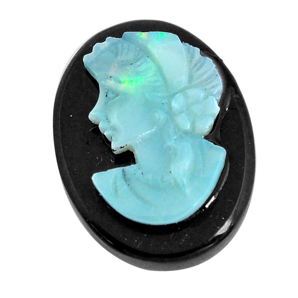 Natural 10.15cts opal cameo on black onyx black 20x15 mm loose gemstone s12219