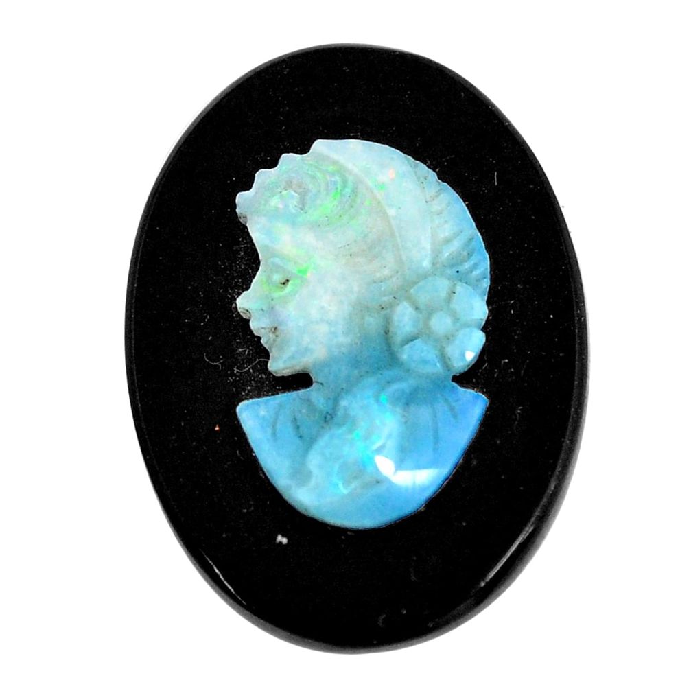 Natural 10.15cts opal cameo on black onyx black 25x18 mm loose gemstone s12196