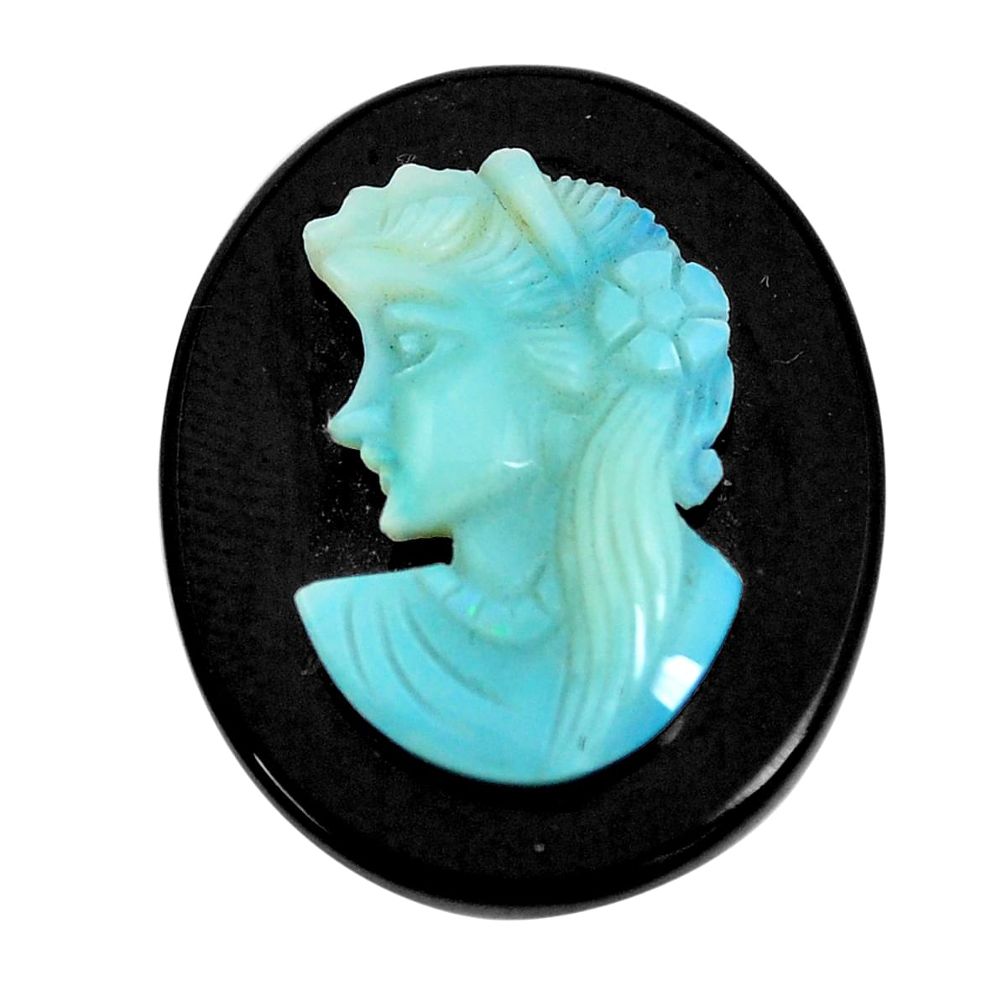 Natural 13.45cts opal cameo on black onyx black 25x20 mm loose gemstone s12183