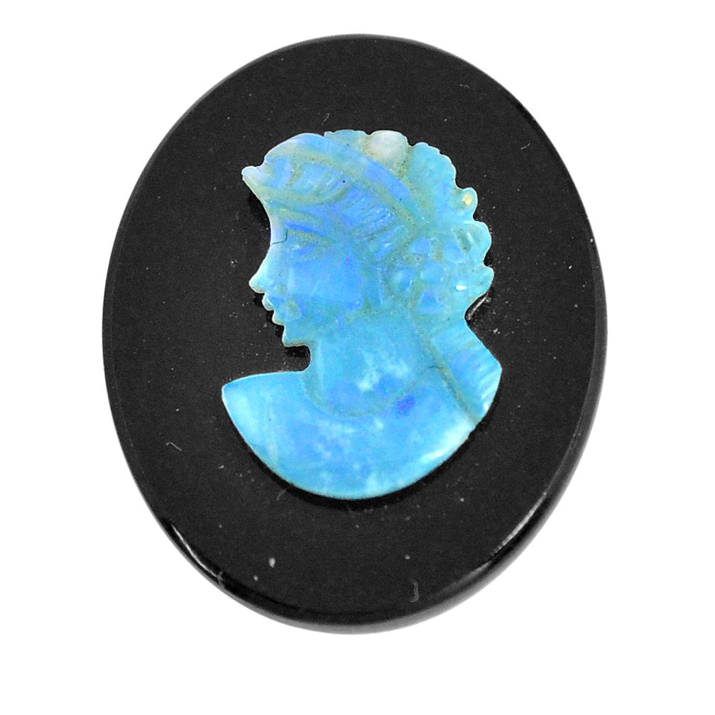 Natural 12.35cts opal cameo on black onyx black 25x20 mm loose gemstone s12189