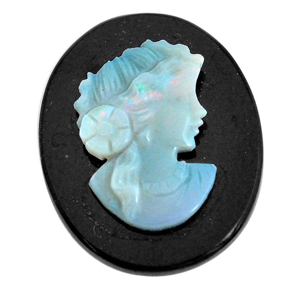 Natural 12.45cts opal cameo on black onyx black 25x20 mm loose gemstone s12191