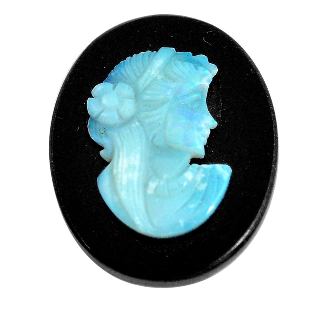 Natural 16.30cts opal cameo on black onyx black 25x20 mm loose gemstone s12197