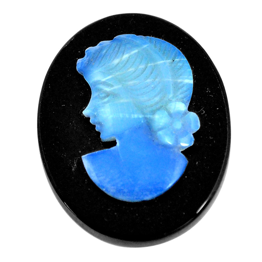 Natural 14.05cts opal cameo on black onyx black 25x20 mm loose gemstone s12226