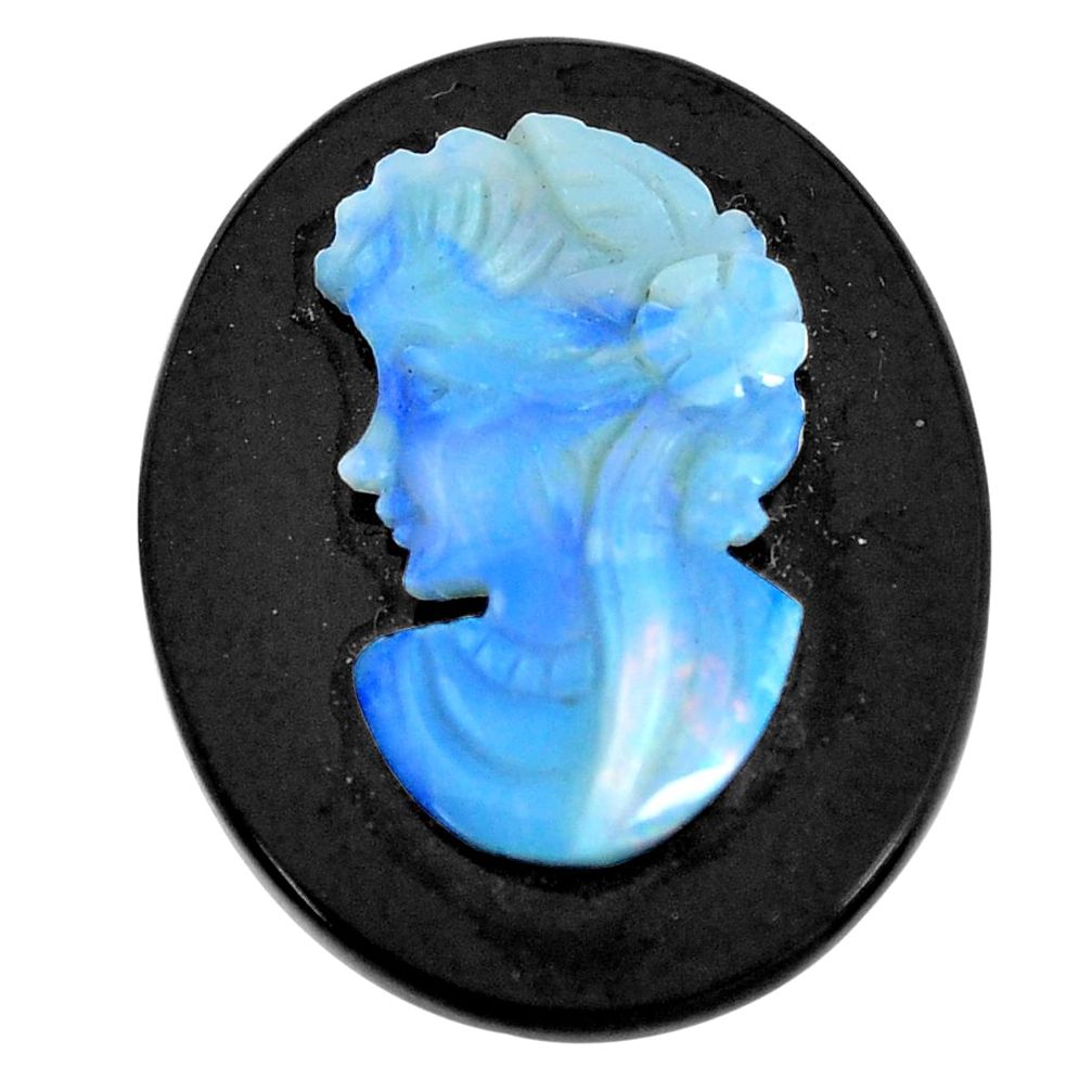 Natural 11.30cts opal cameo on black onyx black 25x20 mm loose gemstone s12231