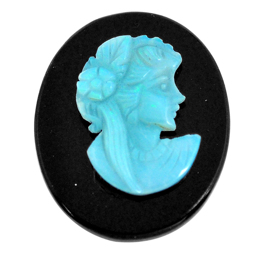 Natural 11.20cts opal cameo on black onyx black 25x20 mm loose gemstone s12233