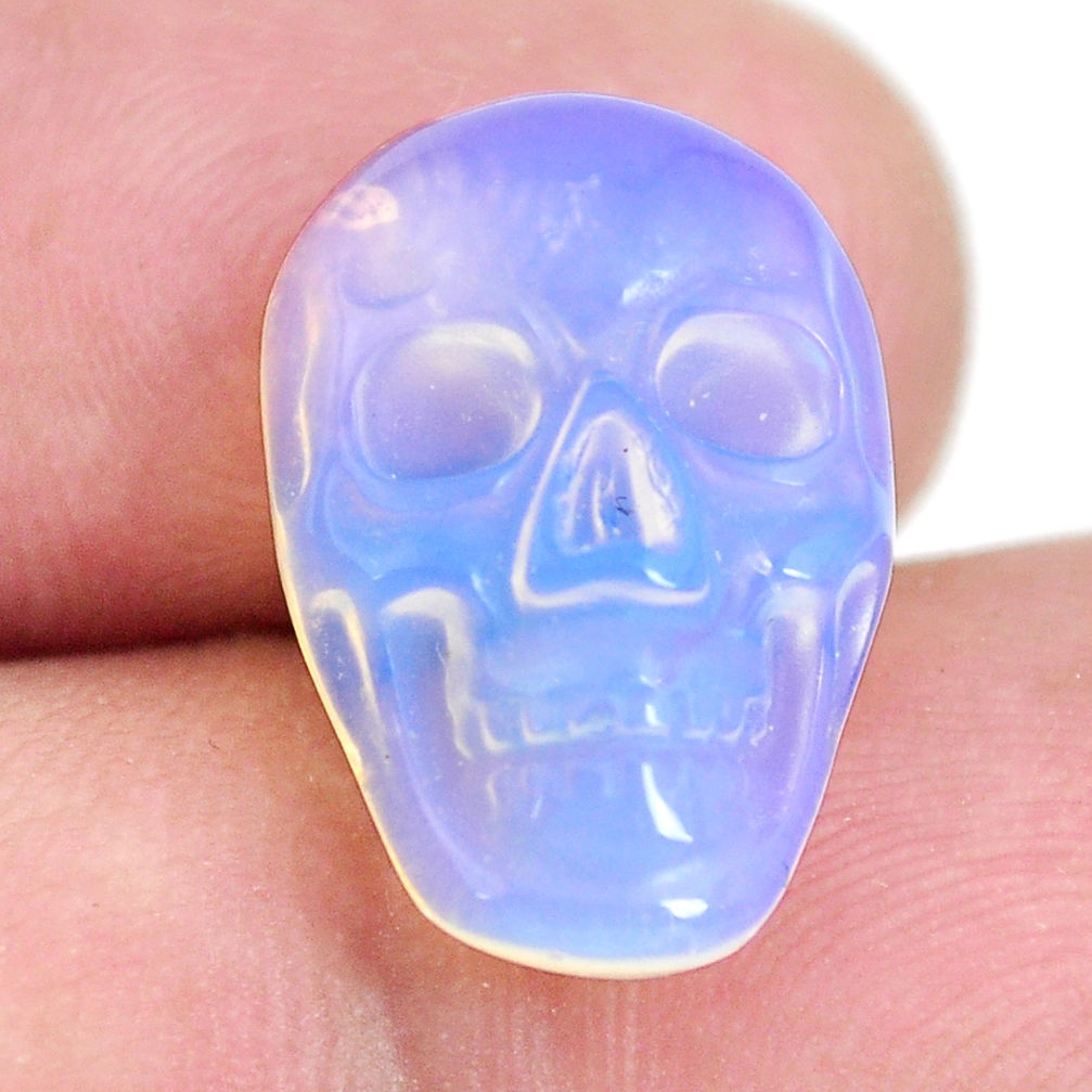 Natural 6.30cts opalite white carving 17.5x12mm skull face loose gemstone s13335