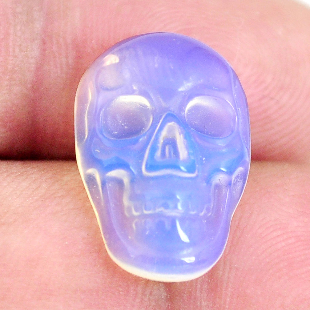 Natural 6.30cts opalite white carving 17.5x12mm skull face loose gemstone s13338
