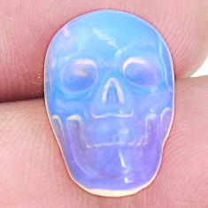 Natural 7.40cts opalite white carving 18x12 mm fancy skull loose gemstone s10017
