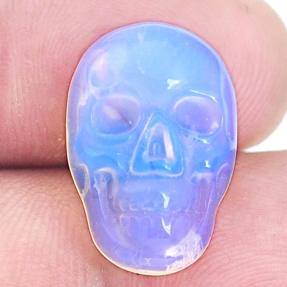 Natural 7.40cts opalite white carving 18x12 mm fancy skull loose gemstone s10020