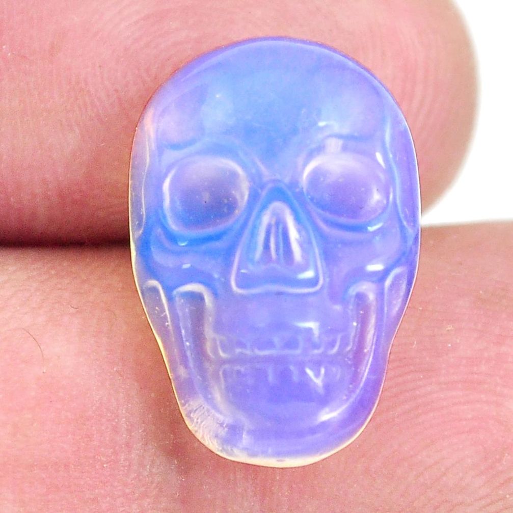 Natural 7.35cts opalite white carving 18x12 mm skull face loose gemstone s13331