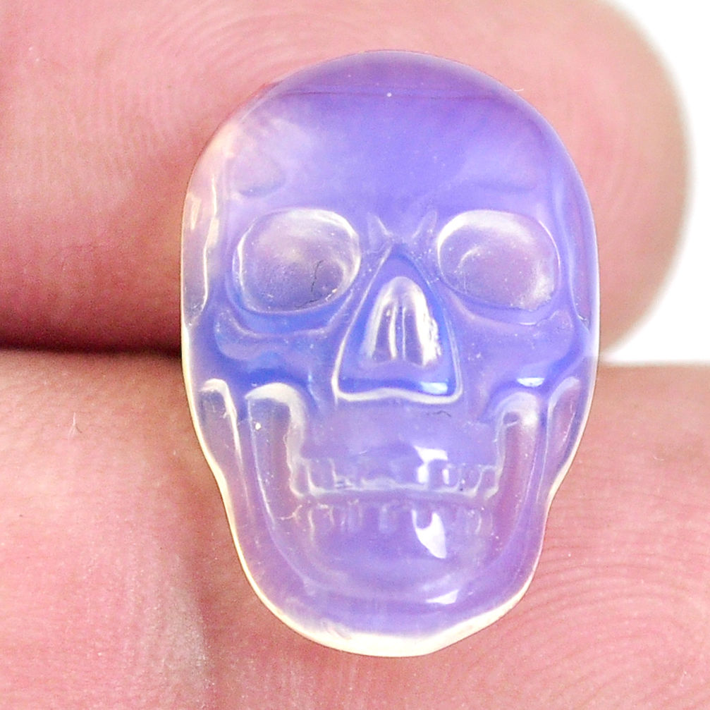 Natural 7.35cts opalite white carving 18x12 mm skull face loose gemstone s13332