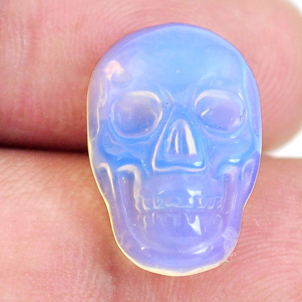 Natural 7.40cts opalite white carving 18x12 mm skull face loose gemstone s13336