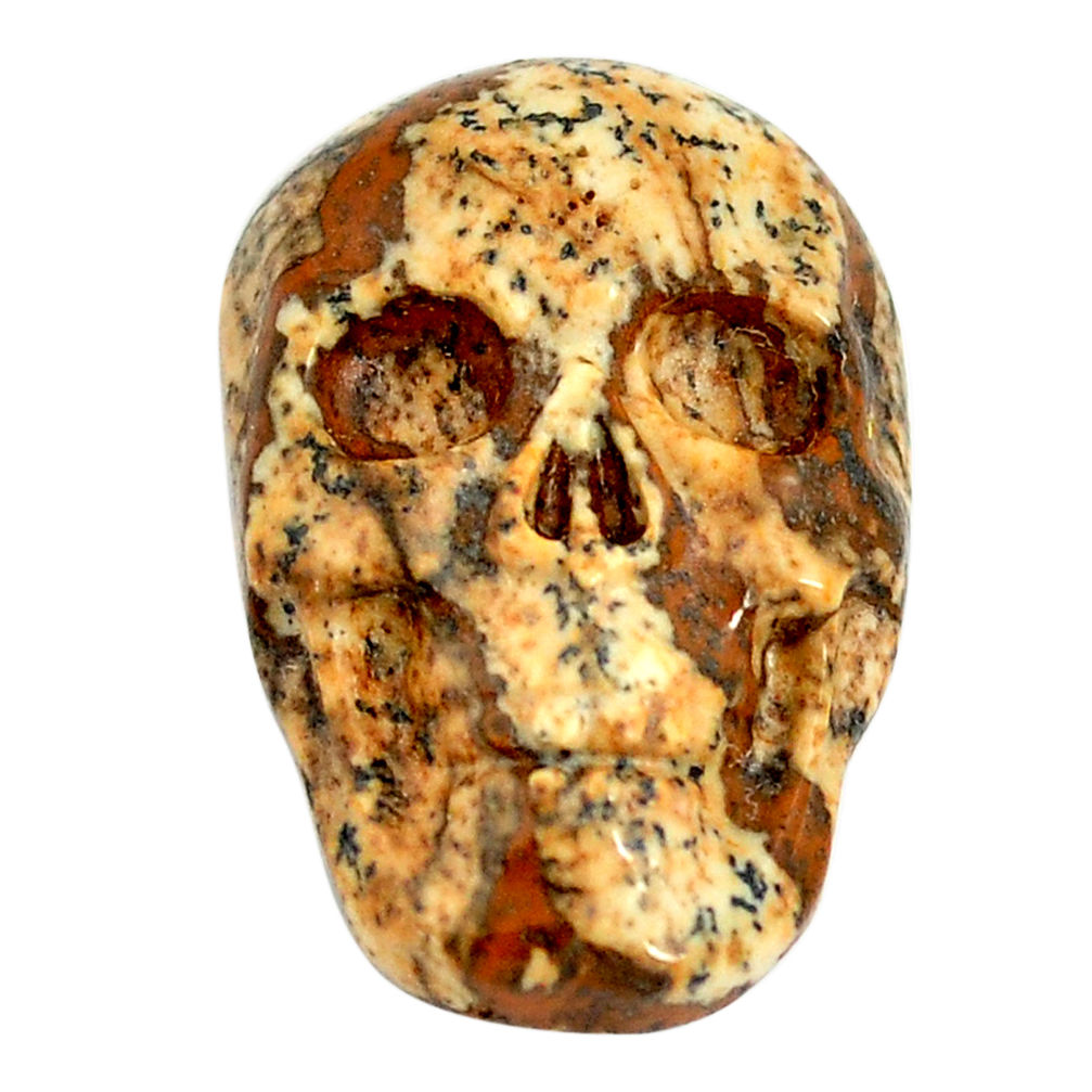 Natural 13.45cts picture jasper brown 22.5x15 mm skull loose gemstone s13274