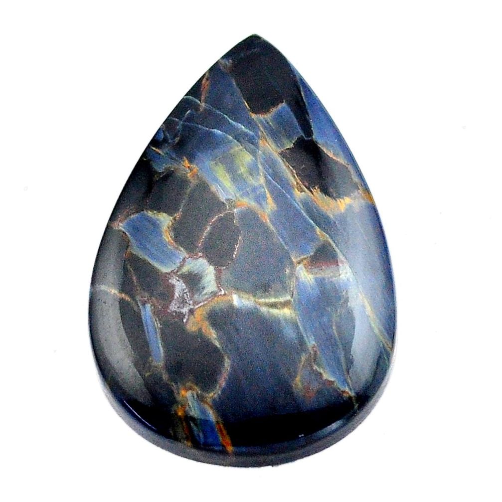 Natural 18.25cts pietersite (african) black 28x18 mm pear loose gemstone s14897
