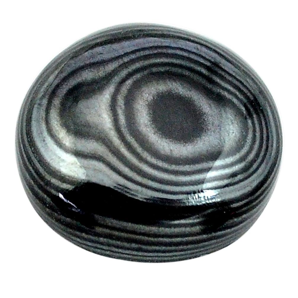 Natural 14.45cts psilomelane black cabochon 17x17 mm oval loose gemstone s13897