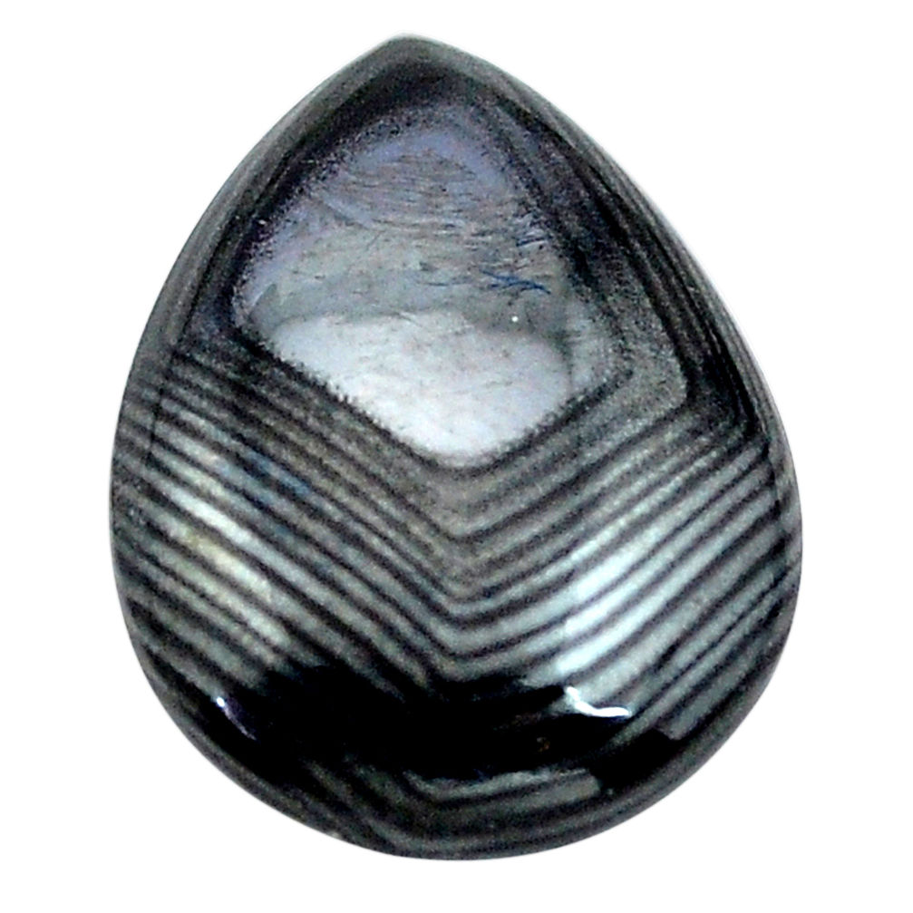 Natural 10.15cts psilomelane black cabochon 20x14 mm pear loose gemstone s13886