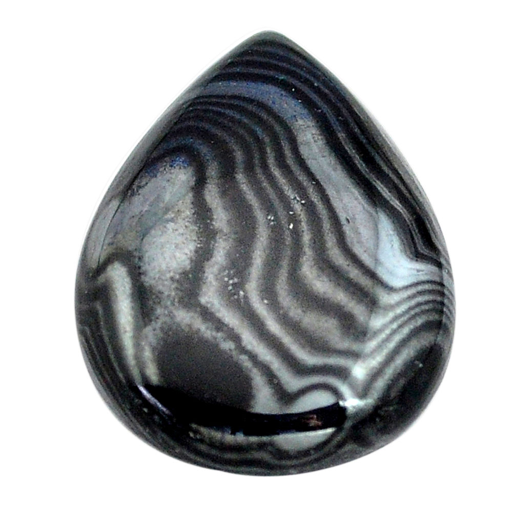 Natural 13.45cts psilomelane black cabochon 22x16 mm pear loose gemstone s13888