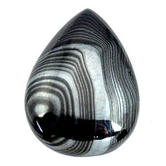 Natural 13.40cts psilomelane black cabochon 22x16 mm pear loose gemstone s14068