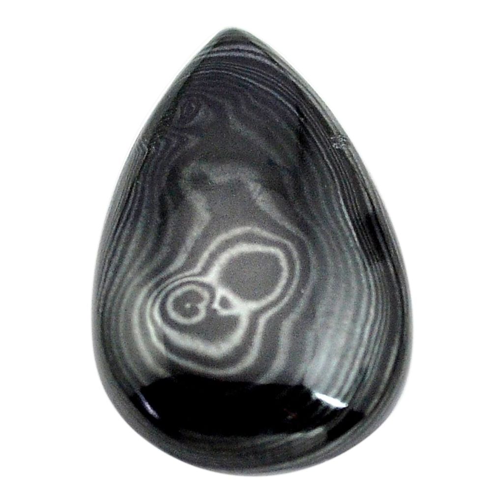 Natural 14.35cts psilomelane black cabochon 25x16 mm pear loose gemstone s13884