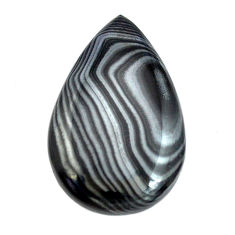Natural 13.45cts psilomelane black cabochon 25x16 mm pear loose gemstone s14047
