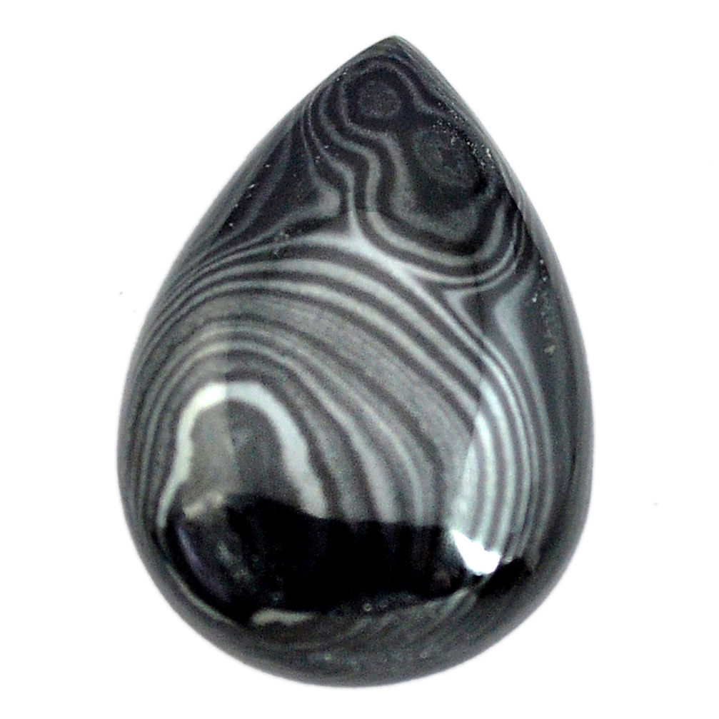 Natural 16.30cts psilomelane black cabochon 25x16.5mm pear loose gemstone s14062