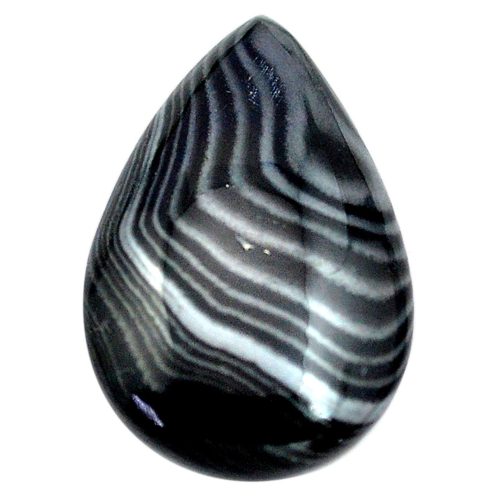Natural 17.40cts psilomelane black cabochon 27x17 mm pear loose gemstone s13879