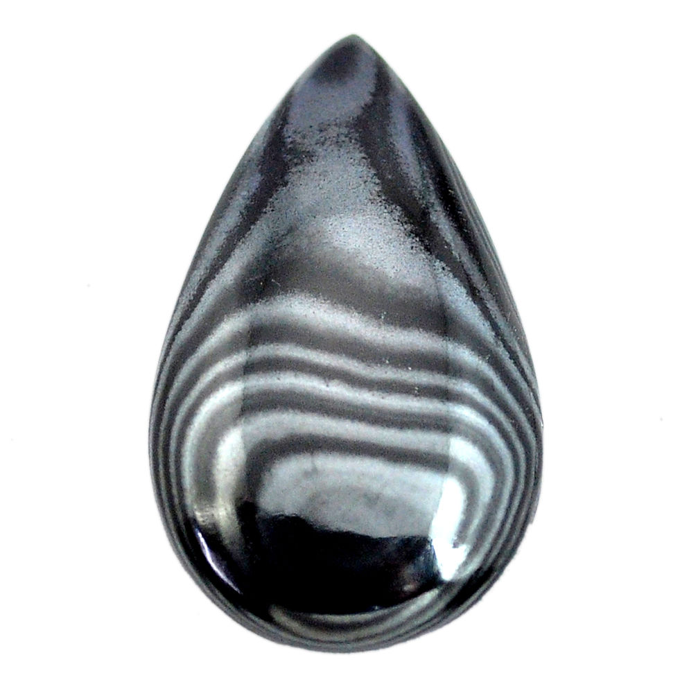 Natural 18.10cts psilomelane black cabochon 28x16 mm pear loose gemstone s14076