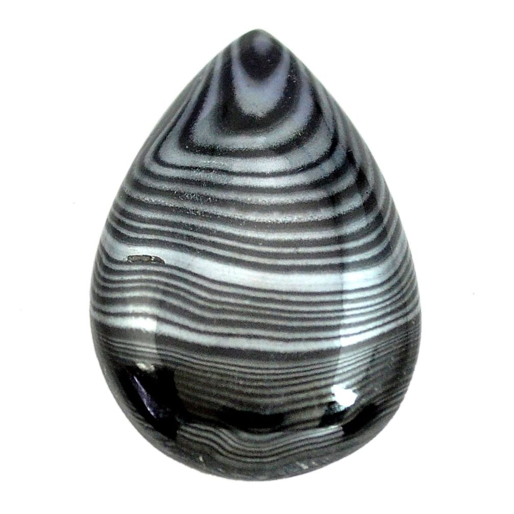 Natural 24.35cts psilomelane black cabochon 29x19 mm pear loose gemstone s14050