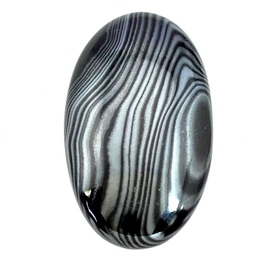 Natural 22.35cts psilomelane black cabochon 30x17 mm oval loose gemstone s14051