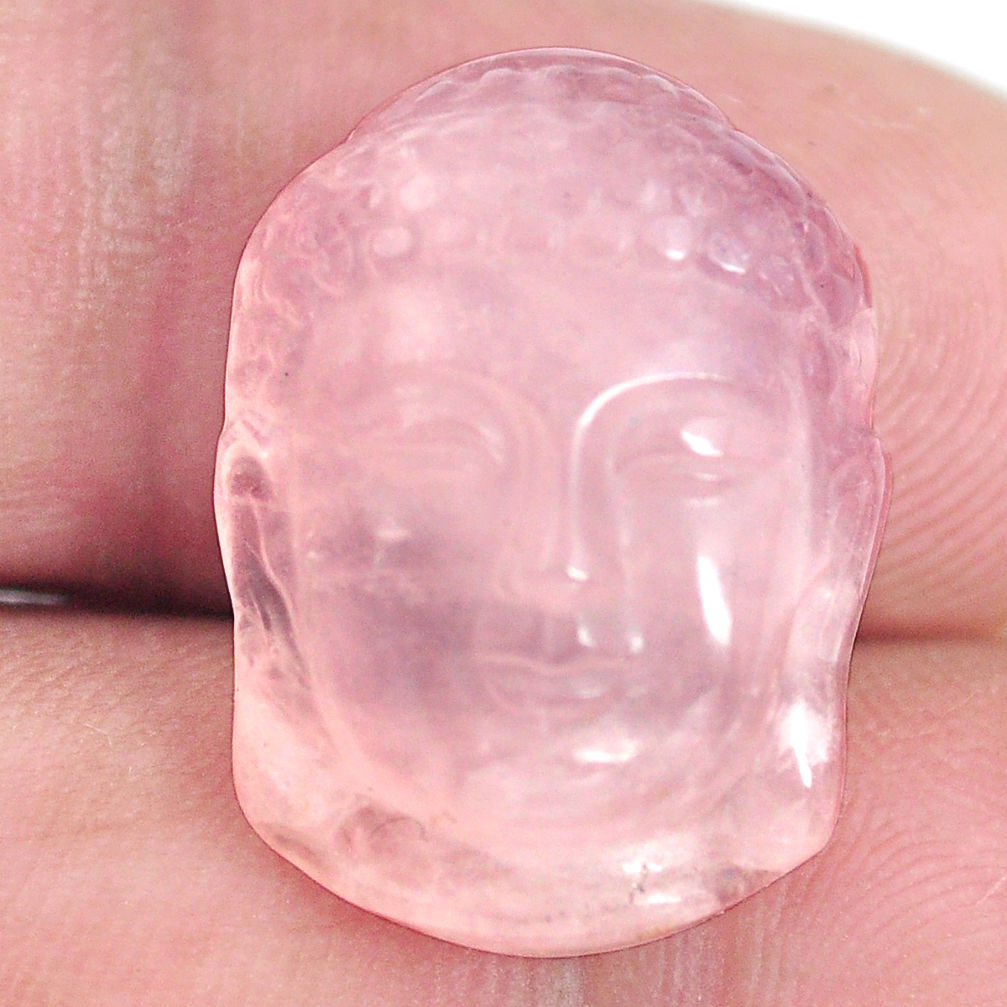 Natural 15.10cts rose quartz pink 20x15 mm buddha face loose gemstone s13282