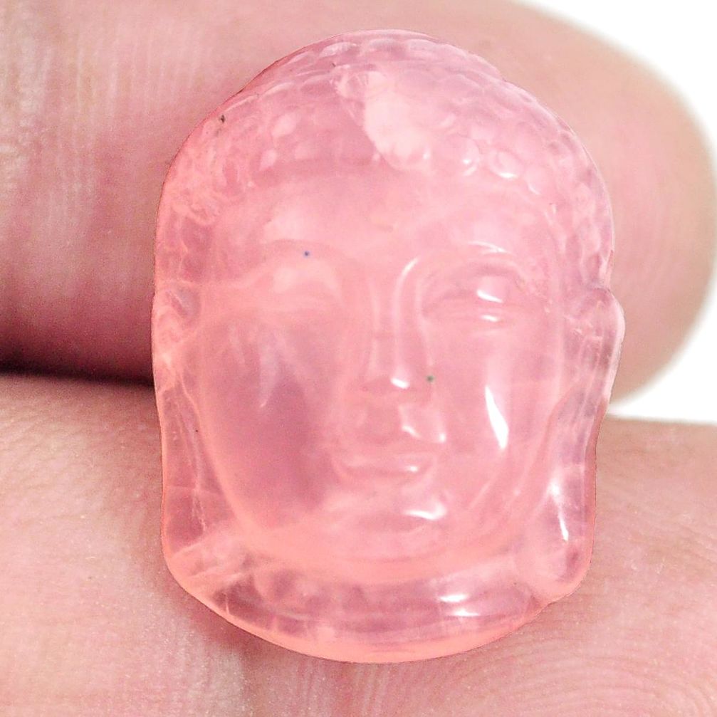 Natural 17.35cts rose quartz pink 21x15 mm buddha face loose gemstone s13284