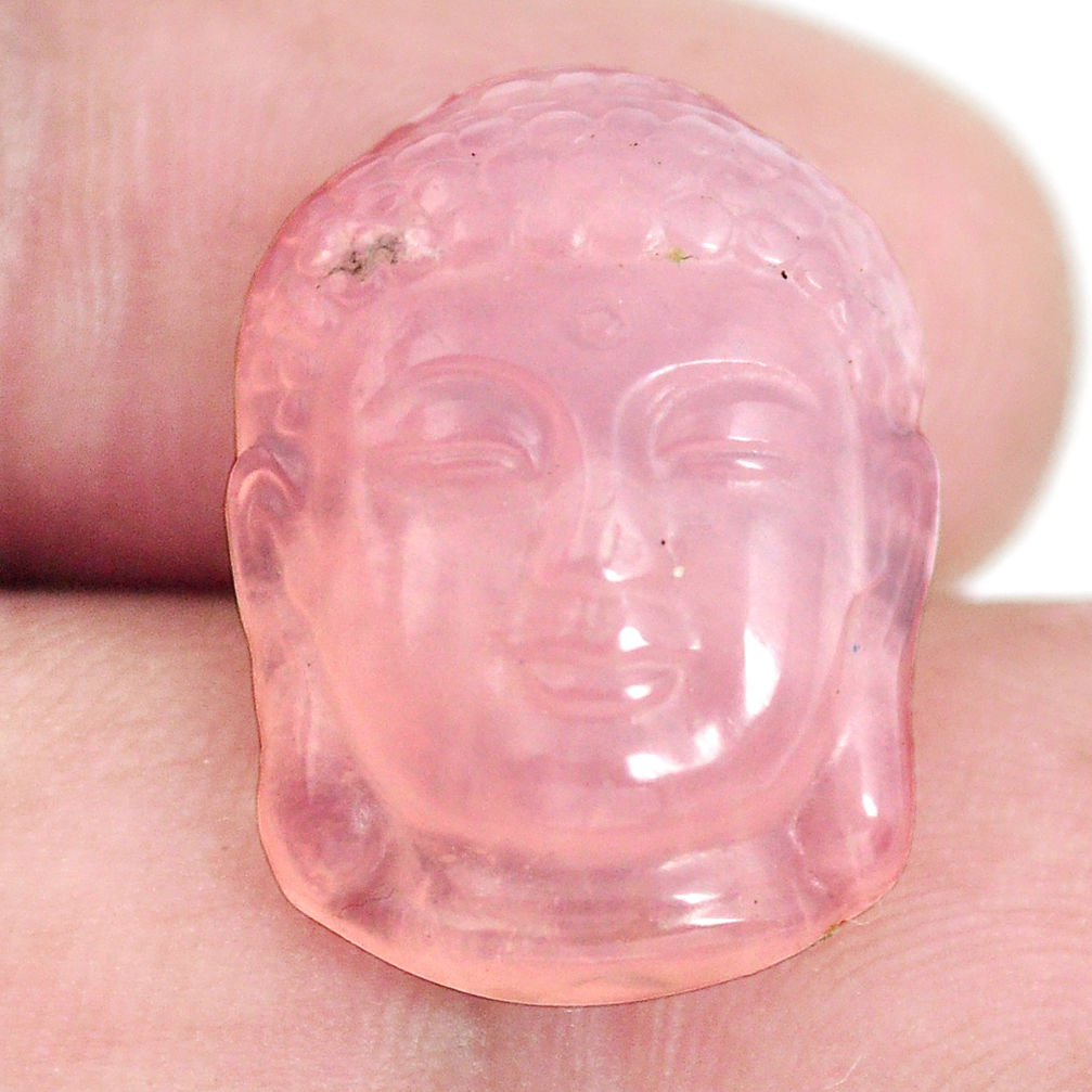 Natural 16.30cts rose quartz pink 21x15 mm buddha face loose gemstone s13285