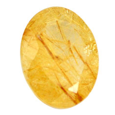 Natural 8.15cts rutile golden faceted 16x12 mm oval loose gemstone s13041