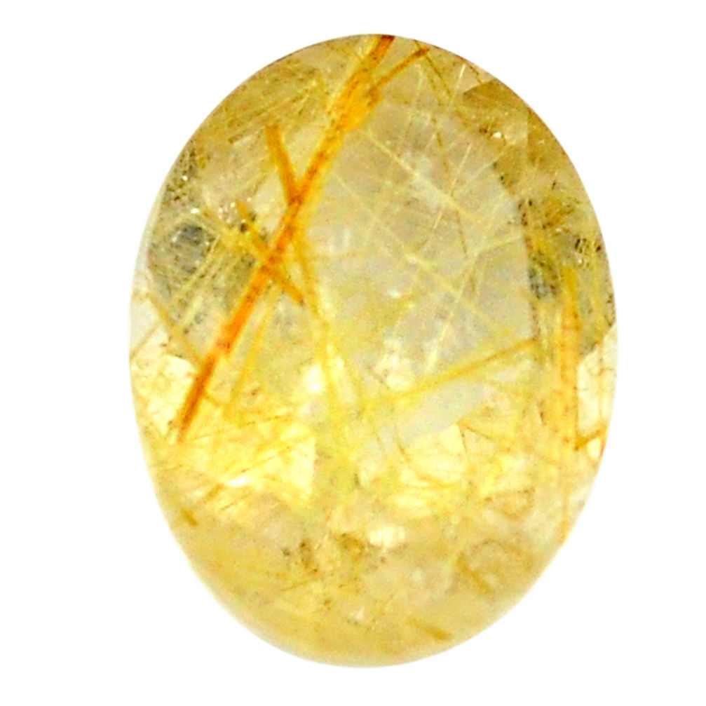 Natural 8.15cts rutile golden faceted 16x12 mm oval loose gemstone s13047