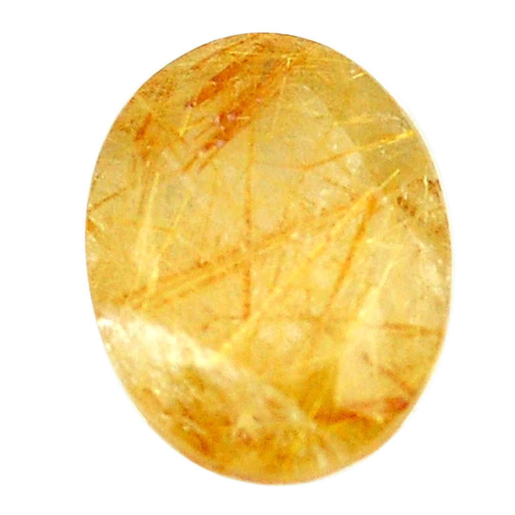 Natural 9.45cts rutile golden faceted 16x12 mm oval loose gemstone s13048