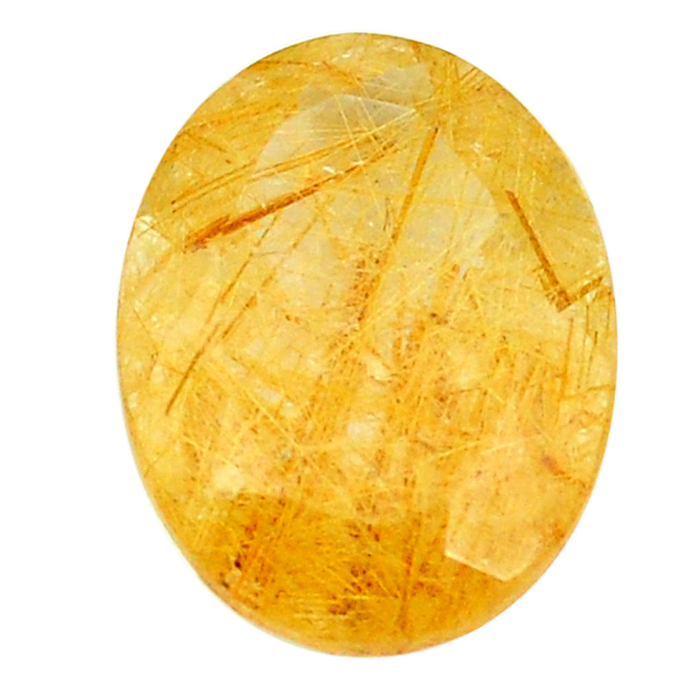 Natural 7.40cts rutile golden faceted 16x12 mm oval loose gemstone s13049