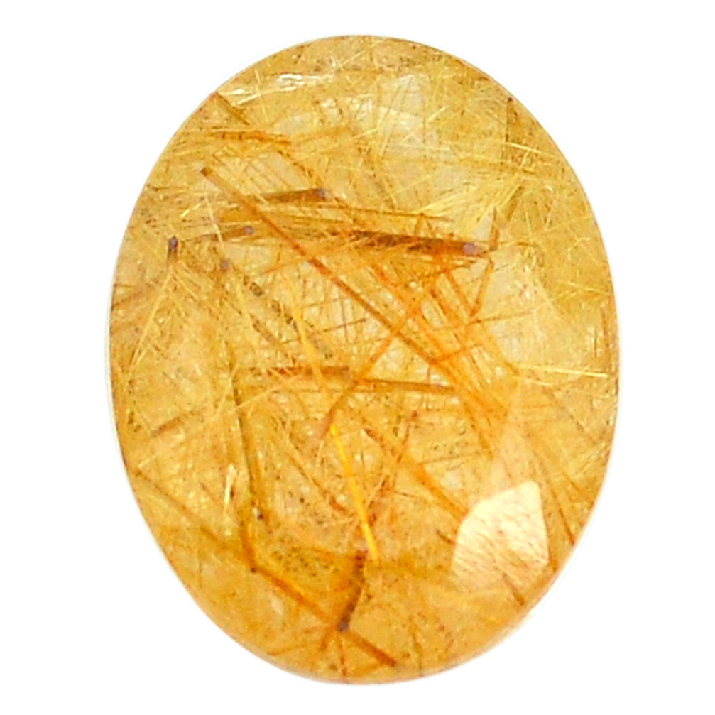 Natural 8.15cts rutile golden faceted 16x12 mm oval loose gemstone s13055