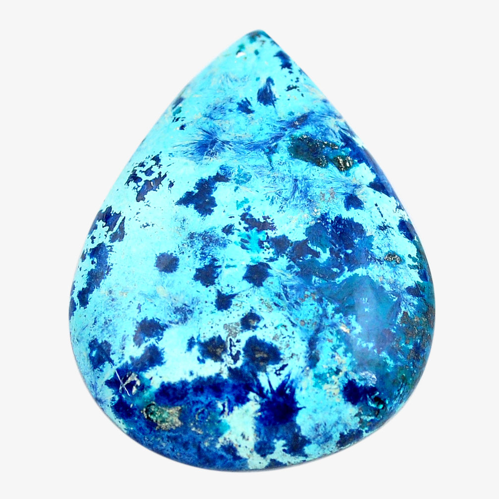 Natural 43.45cts shattuckite blue cabochon 39x29 mm pear loose gemstone s14594