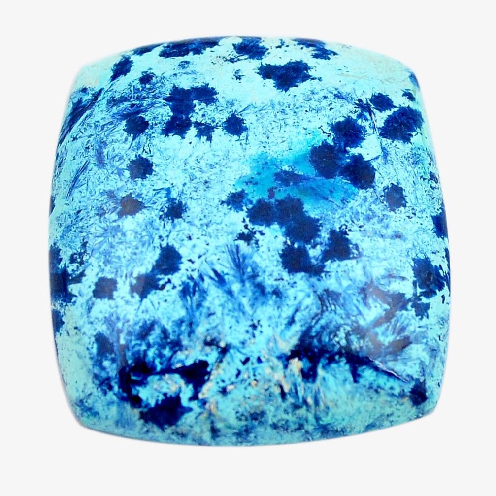 Natural 36.25cts shattuckite blue carving 31x27 mm cushion loose gemstone s14588