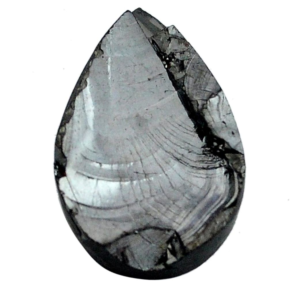 Natural 9.45cts shungite black cabochon 22x14 mm pear loose gemstone s13957