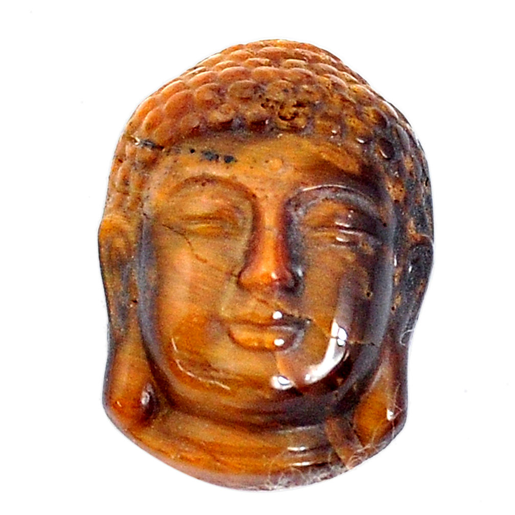 Natural 15.15cts tiger's eye brown 22x16 mm buddha face loose gemstone s10102