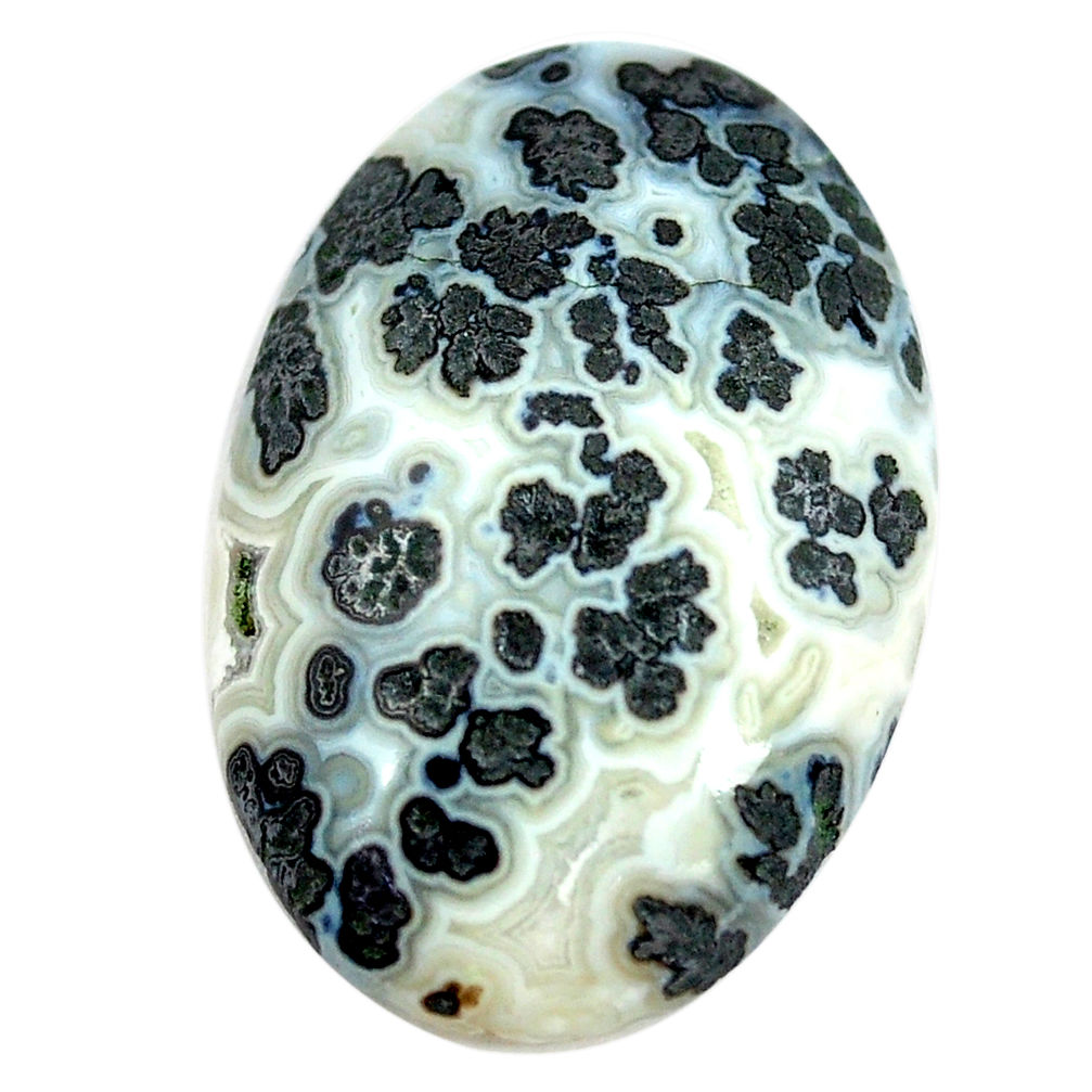 Natural 27.40cts tree agate white cabochon 30x20 mm oval loose gemstone s13195