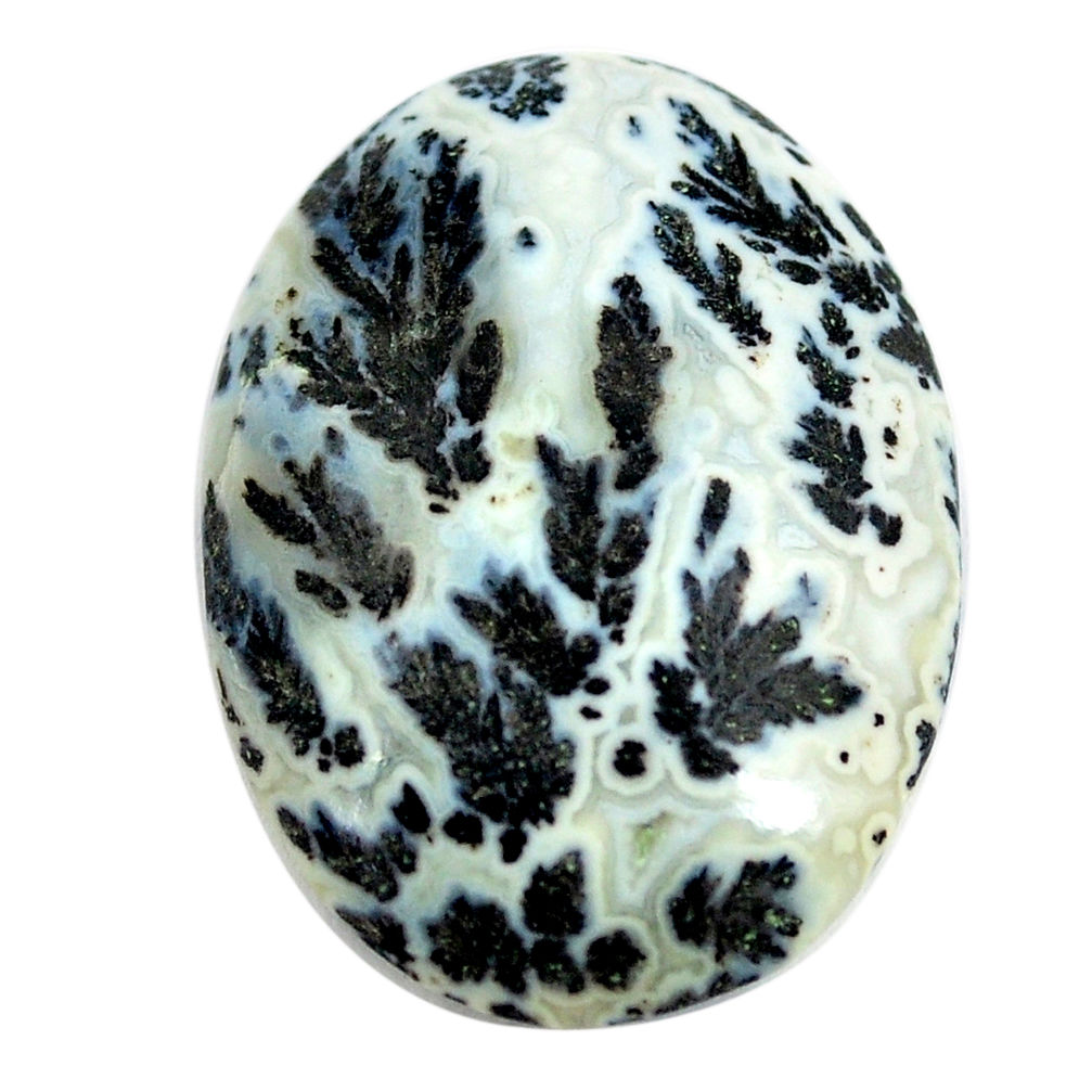 Natural 24.35cts tree agate white cabochon 30x21.5 mm oval loose gemstone s13182