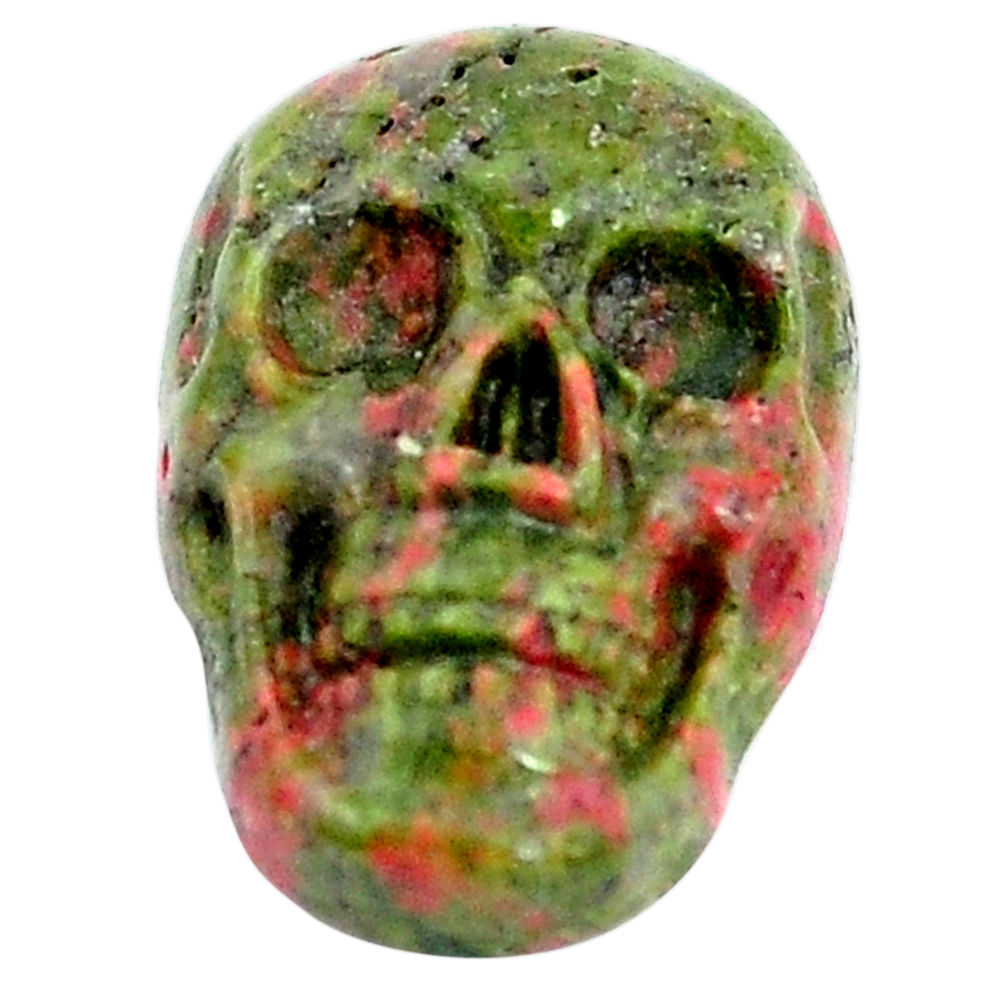 Natural 9.30cts unakite carving 17.5x11.5 mm fancy skull loose gemstone s10028