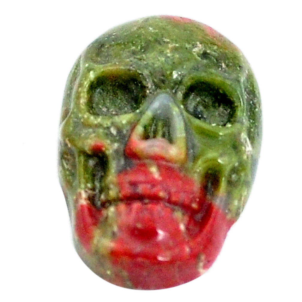Natural 9.30cts unakite green carving 18x11.5 mm skull loose gemstone s10027