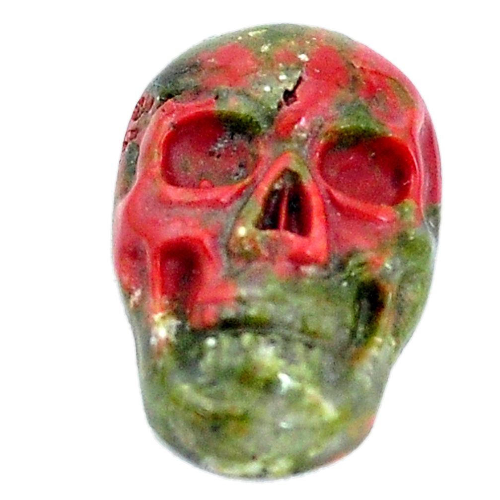 Natural 8.45cts unakite green carving 18x12 mm fancy skull loose gemstone s10034