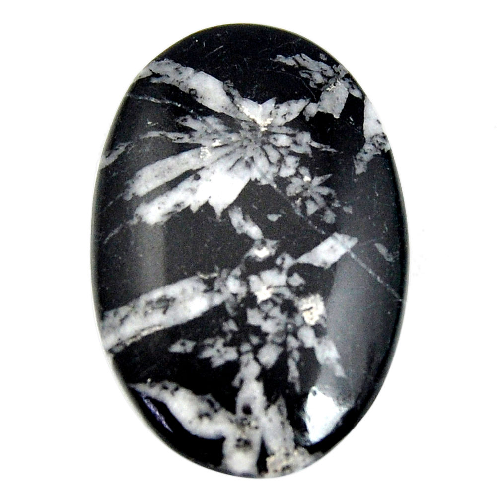  chrysanthemum black cabochon 37.5x24 mm loose gemstone s15947