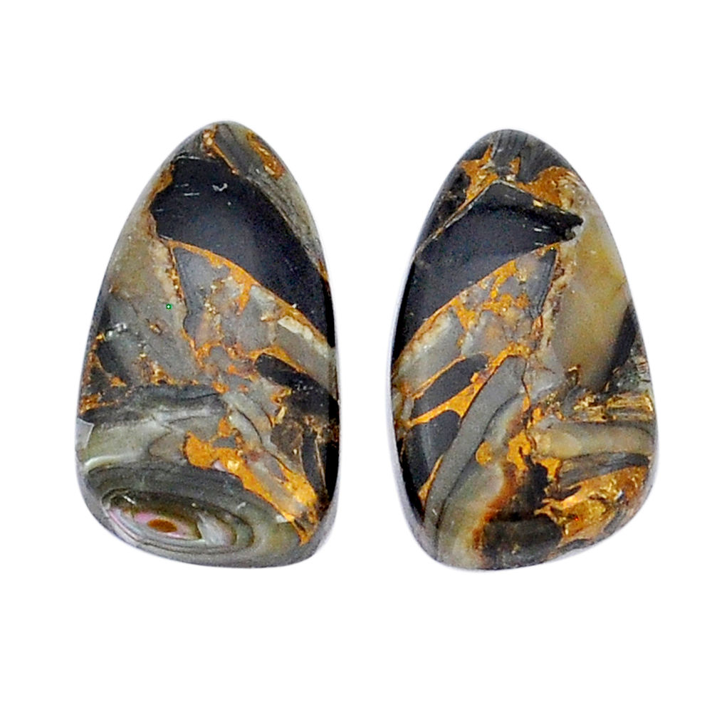 12.40cts abalone in obsidian cabochon 19x10 mm fancy pair loose gemstone s29447