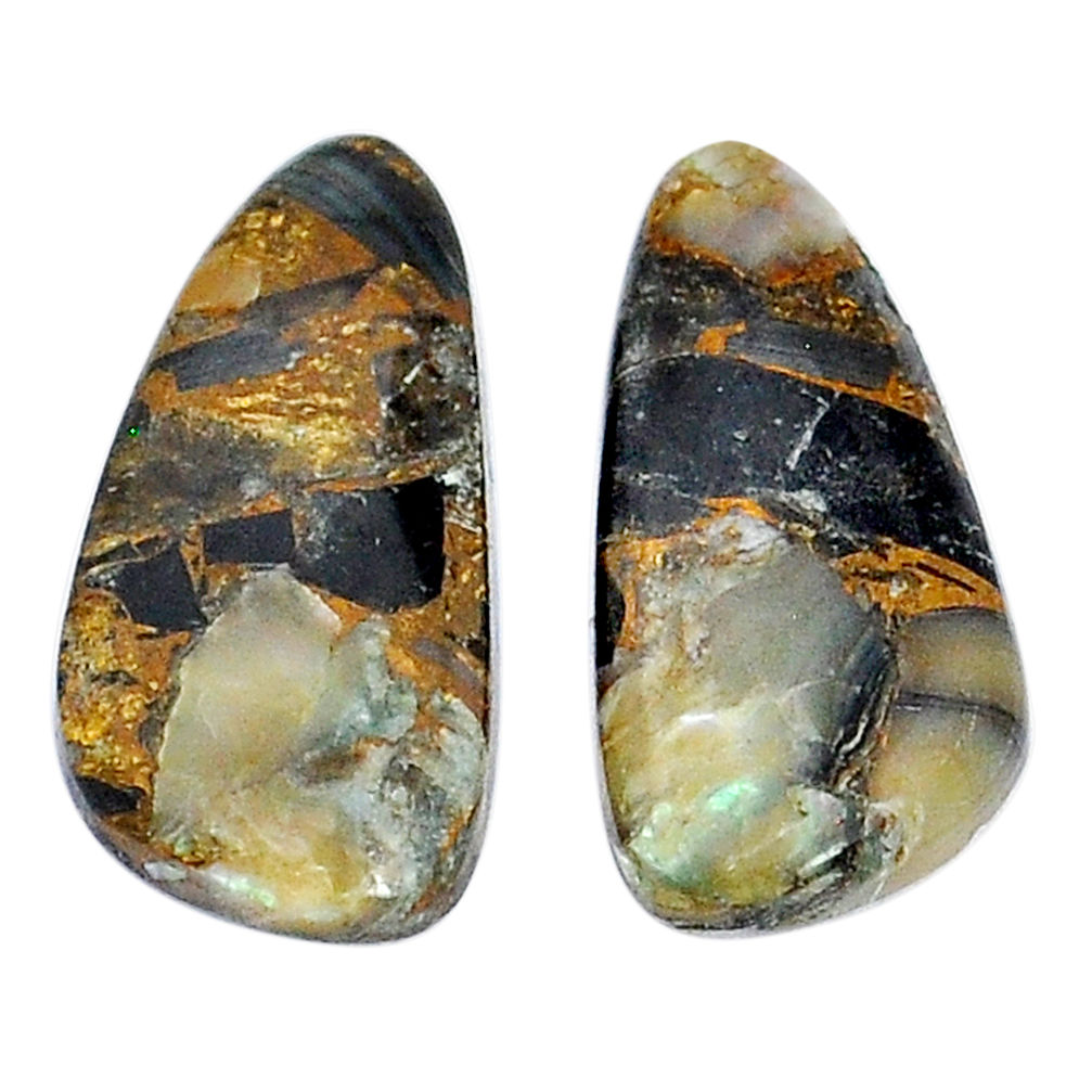 9.15cts abalone in obsidian cabochon 19x9 mm fancy pair loose gemstone s29454