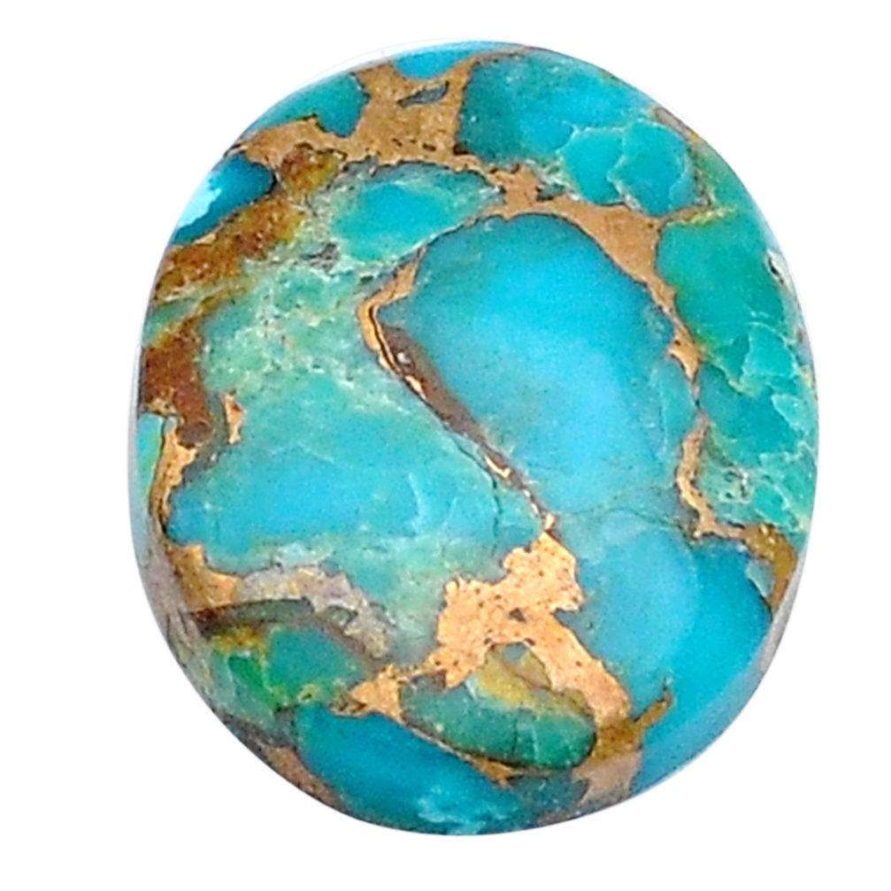 14.10cts copper turquoise blue cabochon 21x16 mm oval loose gemstone s28703